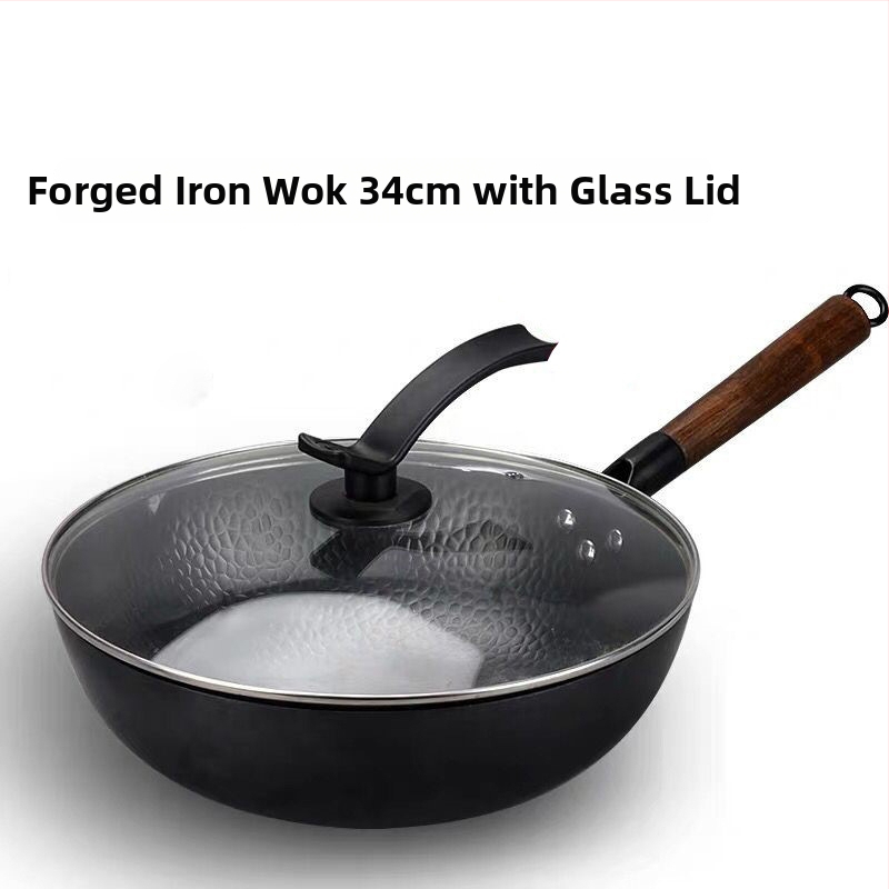 AMM-008 Wok čínskeho štýlu z tenkého železa, bez povlaku, hĺbka 10 cm, dno s jedným dnom