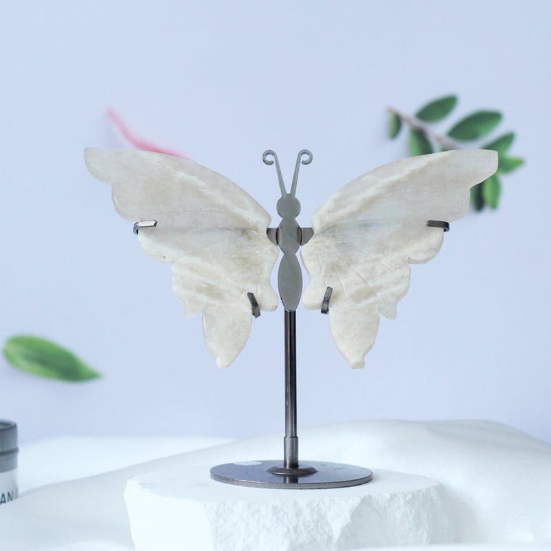 Αμέθυστος κρύσταλλος με σκαλισμένα φτερά πεταλούδας – γεωμετρικός διακοσμητικός, συσκευασία από χαρτόνι, χριστουγεννιάτικo δώρο