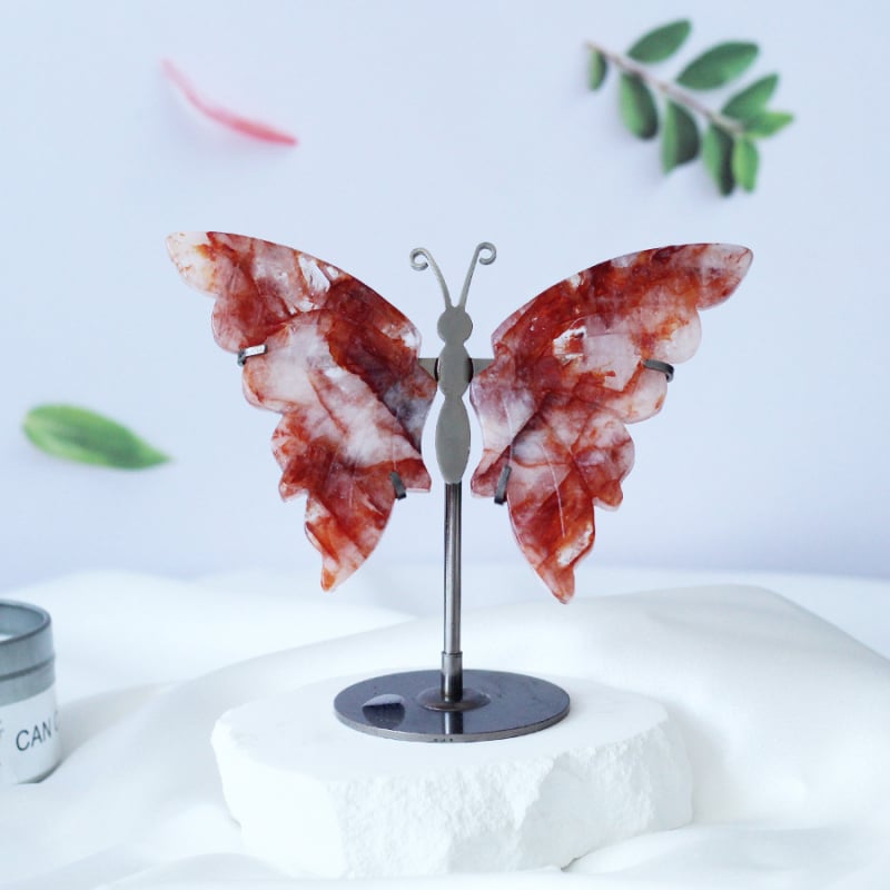 Αμέθυστος κρύσταλλος με σκαλισμένα φτερά πεταλούδας – γεωμετρικός διακοσμητικός, συσκευασία από χαρτόνι, χριστουγεννιάτικo δώρο