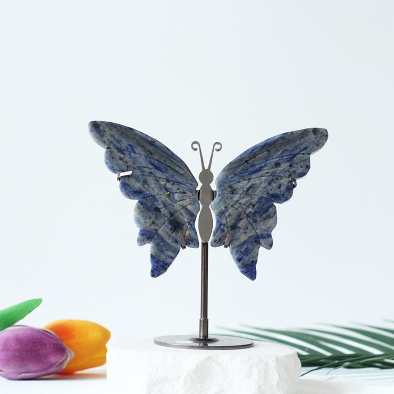 Αμέθυστος κρύσταλλος με σκαλισμένα φτερά πεταλούδας – γεωμετρικός διακοσμητικός, συσκευασία από χαρτόνι, χριστουγεννιάτικo δώρο