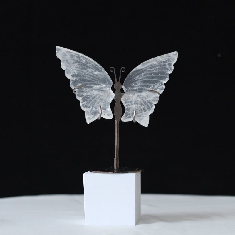 Αμέθυστος κρύσταλλος με σκαλισμένα φτερά πεταλούδας – γεωμετρικός διακοσμητικός, συσκευασία από χαρτόνι, χριστουγεννιάτικo δώρο