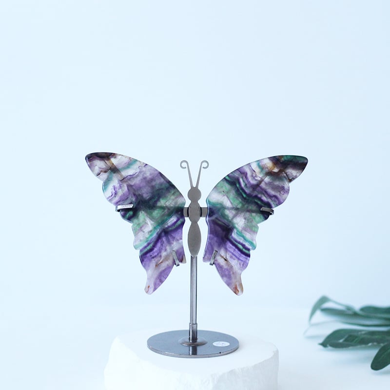 Αμέθυστος κρύσταλλος με σκαλισμένα φτερά πεταλούδας – γεωμετρικός διακοσμητικός, συσκευασία από χαρτόνι, χριστουγεννιάτικo δώρο