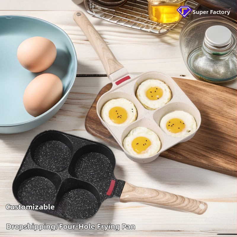 Maifan kameň panvica na vajíčko-burger, štyri otvory, nelepivá, model 1123, 1,5 kg