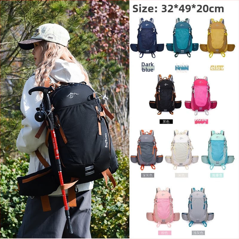 Планинска раница за походи и колоездене, голям капацитет, водоустойчива материя, носеща система с извита презрамка, унисекс дизайн, за пътуване на открито