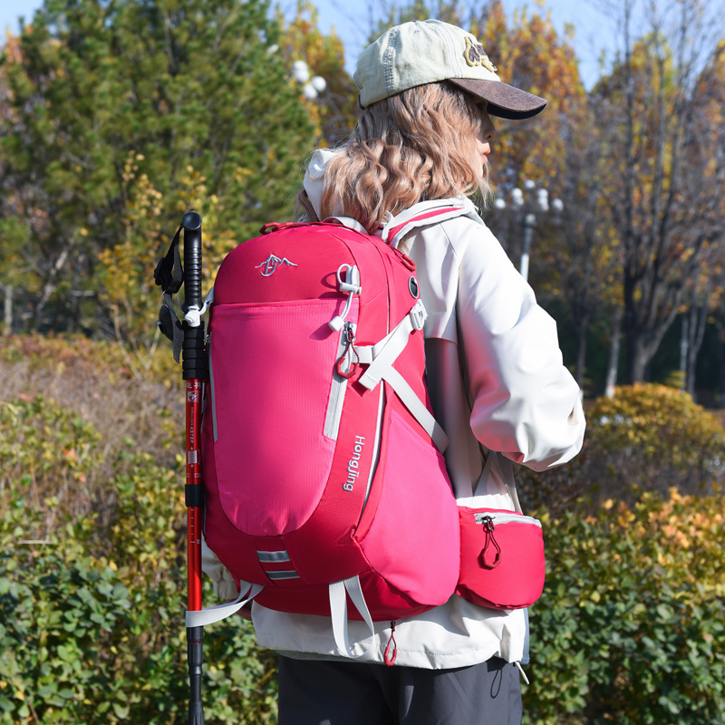Планинска раница за походи и колоездене, голям капацитет, водоустойчива материя, носеща система с извита презрамка, унисекс дизайн, за пътуване на открито