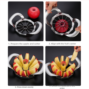 Nástroj na rezanie jabĺk a ovocia z 304 nerezovej ocele, s vyberaním jadier, delič ovocia, tlač loga k dispozícii