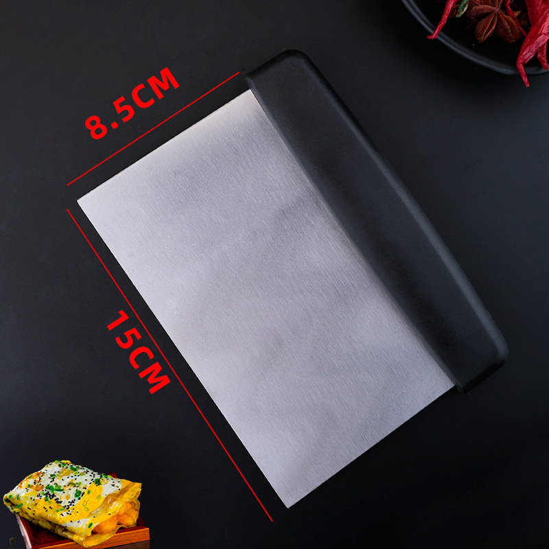 Teppanyaki lopatica od nehrđajućeg čelika s plastičnom ručkom; set alata za roštilj uključuje klip, vilicu i lopaticu; nepreklopni dizajn