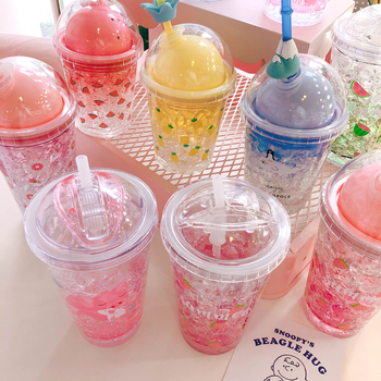 Чаша за охлаждане с двойна стена и капак, пластмасова чаша със сламка и лого