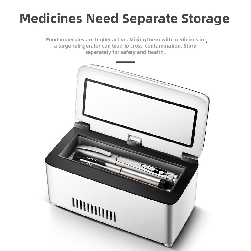 Преносим мини хладилник за инсулин за кола и дом, охлаждане 0-8°C, 12V, 10W, презареждащ се