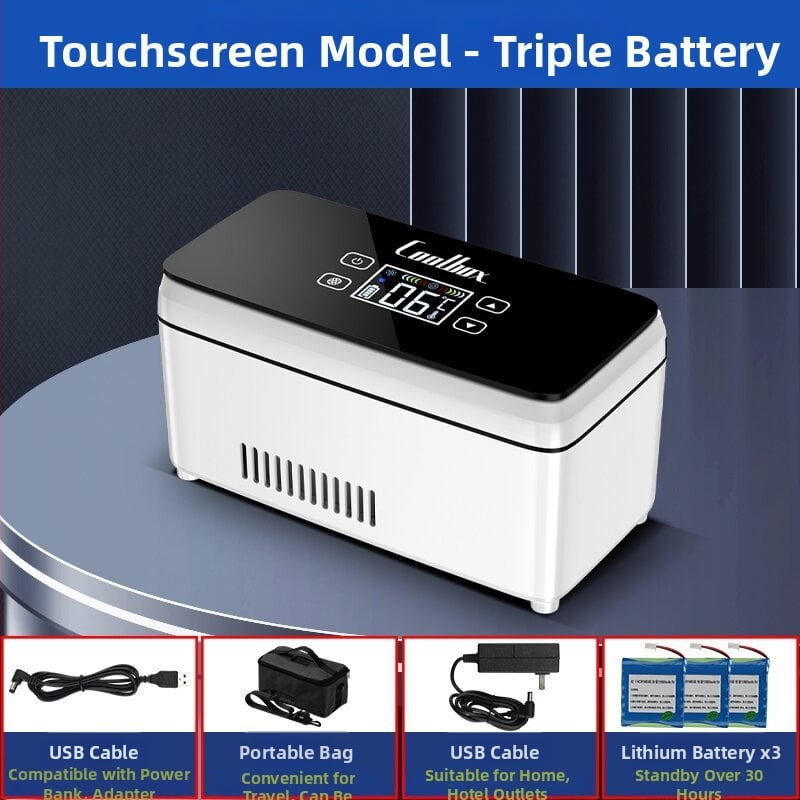 Преносим мини хладилник за инсулин за кола и дом, охлаждане 0-8°C, 12V, 10W, презареждащ се