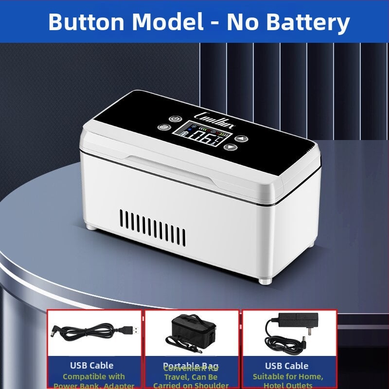 Преносим мини хладилник за инсулин за кола и дом, охлаждане 0-8°C, 12V, 10W, презареждащ се