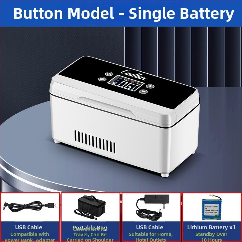 Преносим мини хладилник за инсулин за кола и дом, охлаждане 0-8°C, 12V, 10W, презареждащ се