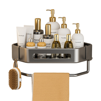 Yijie 6104 Falra szerelt háromszög fürdőszobai tároló, sarokban elhelyezhető, lyukmentes, felület: magas hőmérsékletű lakkozás