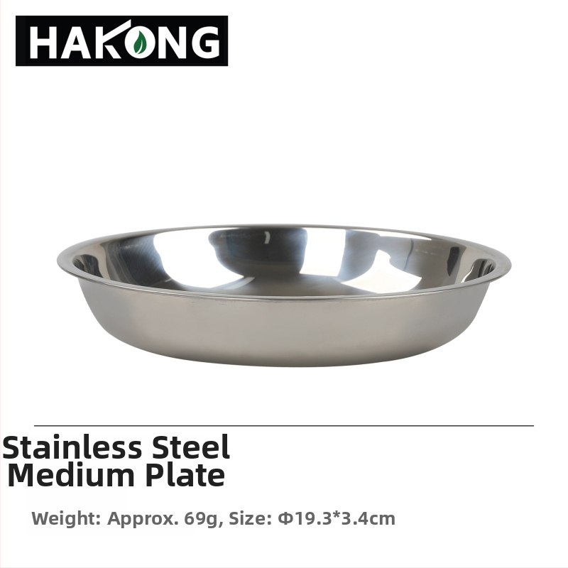 Harlem HALIN set jedál z nerezovej ocele na kempovanie, 18 dielov, prenosný pre 4+ osôb, s 10 taniermi a 8 miskami