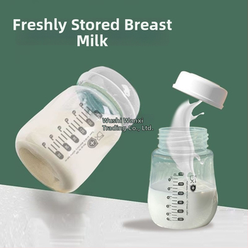 Rozsdamentes acélból készült anyatej tároló palack, egyenes test, standard átmérő, fogantyúval