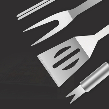 Set alata za roštilj od nehrđajućeg čelika sa nožem, vilicom, četkom i lopaticom – prijenosni vanjski kuhinjski komplet za kućnu upotrebu