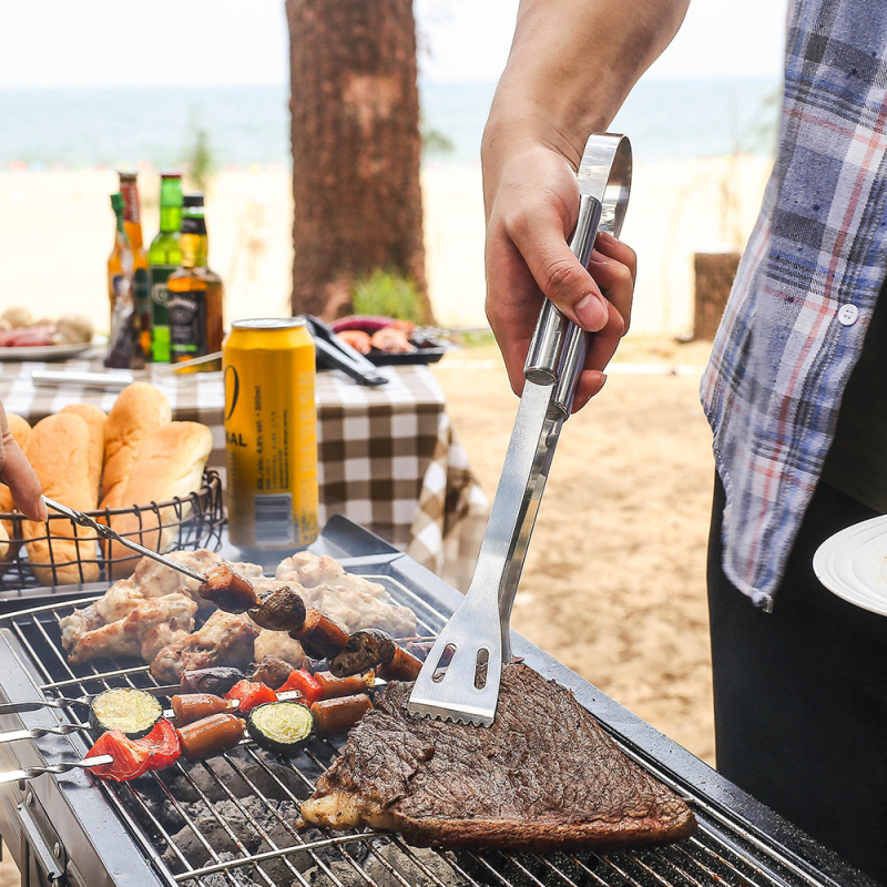 Set alata za roštilj od nehrđajućeg čelika sa nožem, vilicom, četkom i lopaticom – prijenosni vanjski kuhinjski komplet za kućnu upotrebu