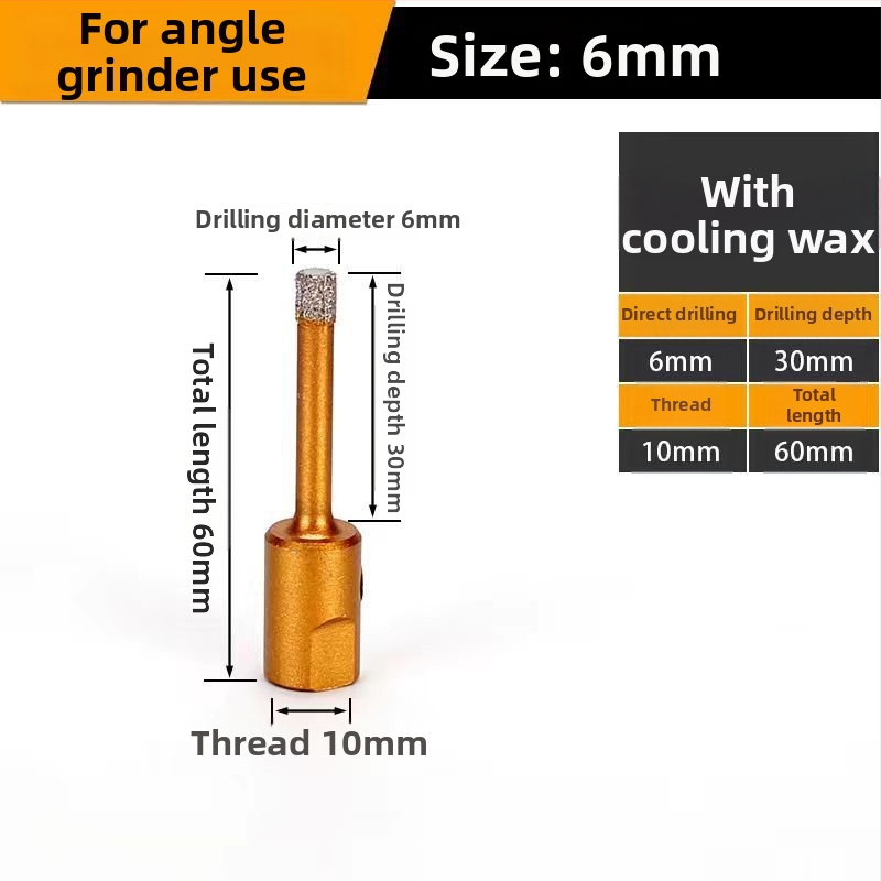 Vŕtanie do uhlovej brúsky – suché vŕtanie, multifunkčné pre mramor, vitro tehla, kameň, granit a dlaždice; kruhový; Materiál: Brazing