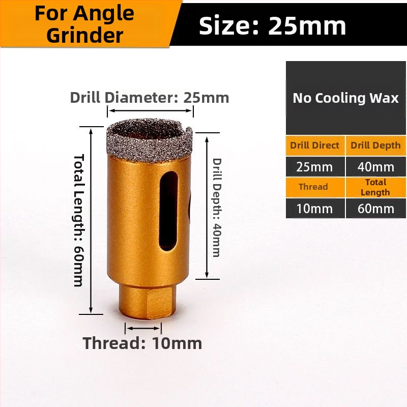 Vŕtanie do uhlovej brúsky – suché vŕtanie, multifunkčné pre mramor, vitro tehla, kameň, granit a dlaždice; kruhový; Materiál: Brazing