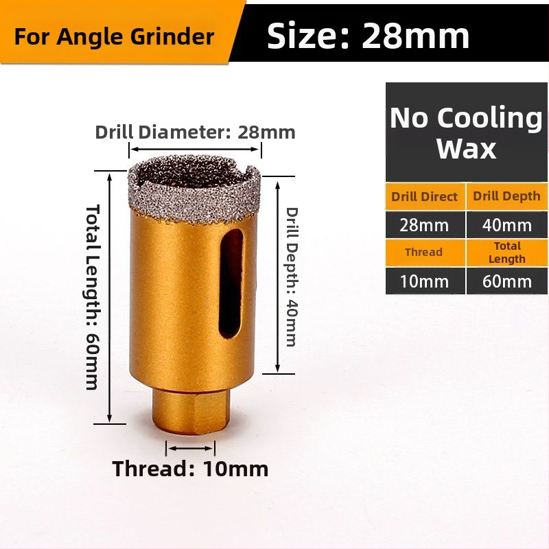 Vŕtanie do uhlovej brúsky – suché vŕtanie, multifunkčné pre mramor, vitro tehla, kameň, granit a dlaždice; kruhový; Materiál: Brazing