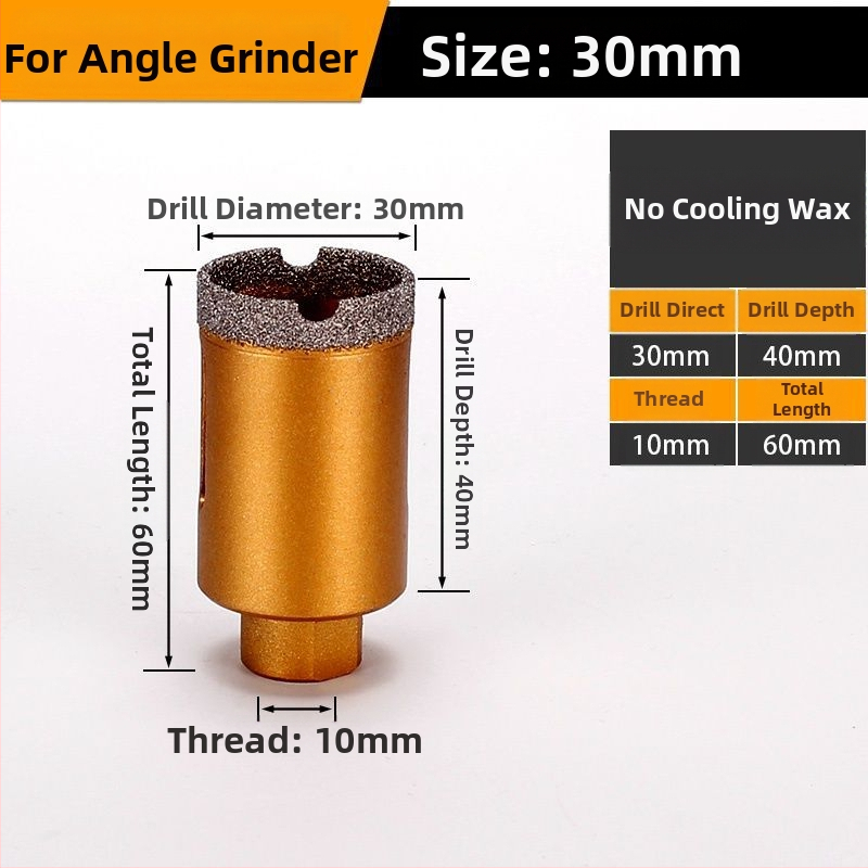 Vŕtanie do uhlovej brúsky – suché vŕtanie, multifunkčné pre mramor, vitro tehla, kameň, granit a dlaždice; kruhový; Materiál: Brazing