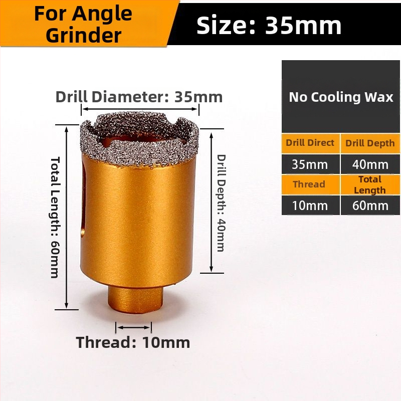 Vŕtanie do uhlovej brúsky – suché vŕtanie, multifunkčné pre mramor, vitro tehla, kameň, granit a dlaždice; kruhový; Materiál: Brazing