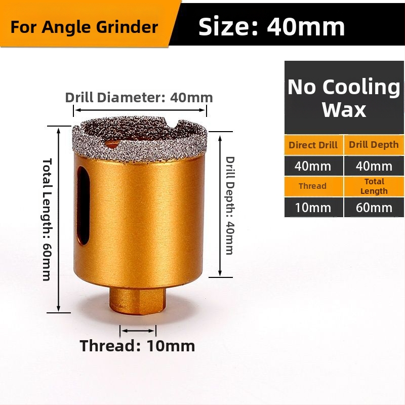 Vŕtanie do uhlovej brúsky – suché vŕtanie, multifunkčné pre mramor, vitro tehla, kameň, granit a dlaždice; kruhový; Materiál: Brazing