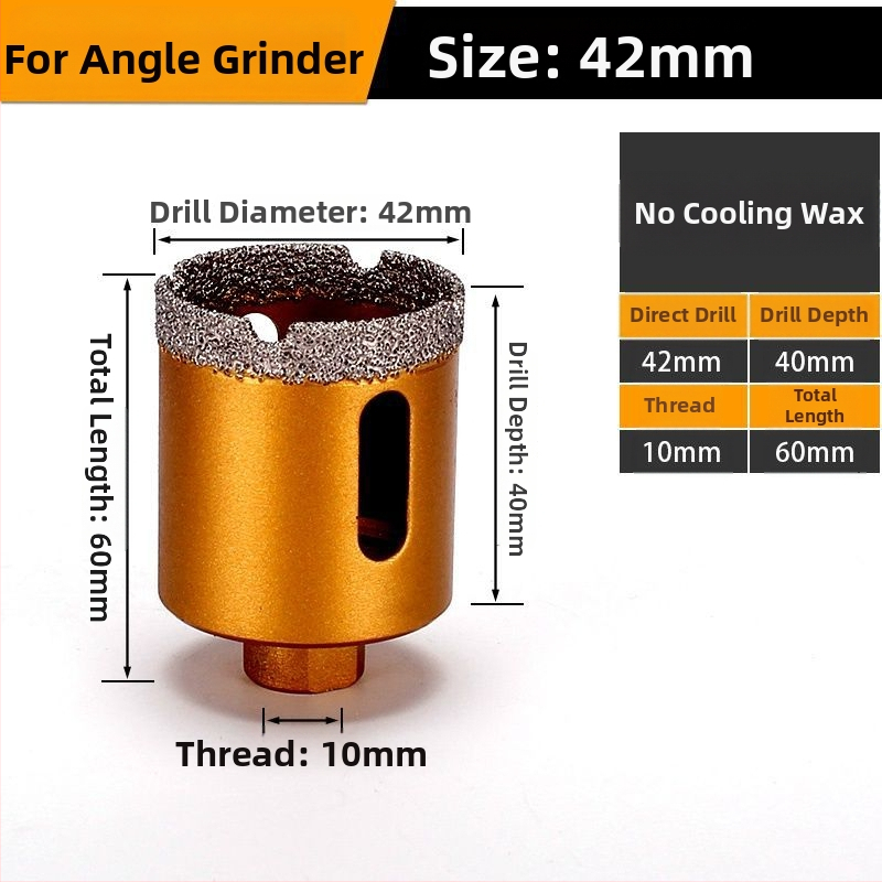 Vŕtanie do uhlovej brúsky – suché vŕtanie, multifunkčné pre mramor, vitro tehla, kameň, granit a dlaždice; kruhový; Materiál: Brazing