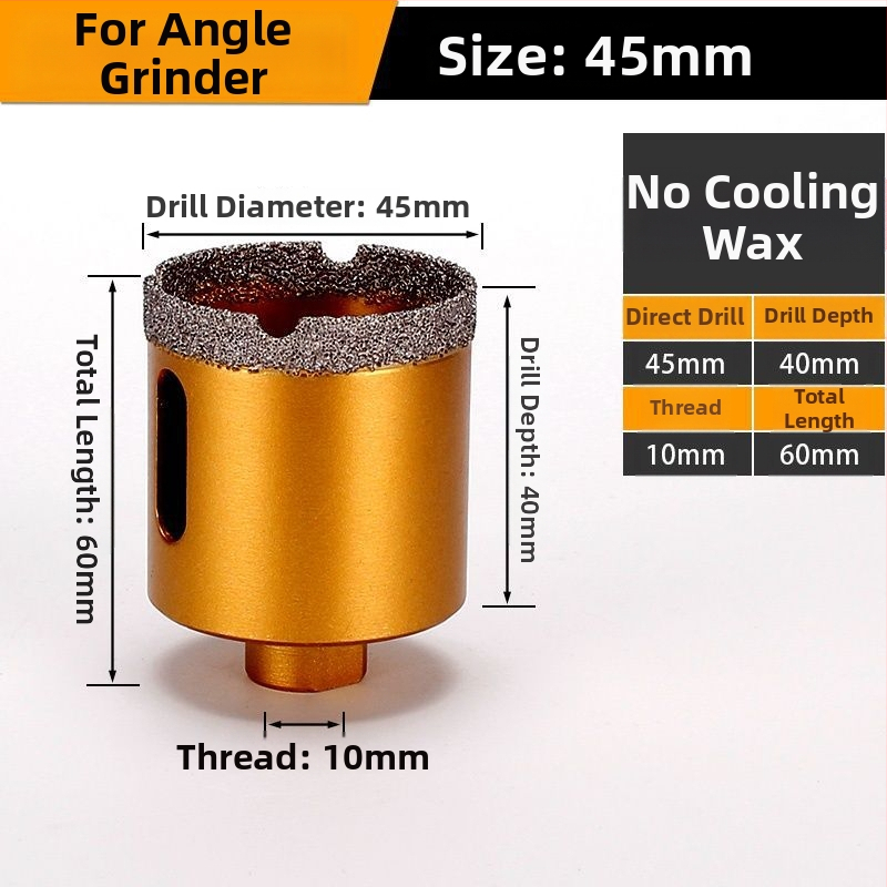 Vŕtanie do uhlovej brúsky – suché vŕtanie, multifunkčné pre mramor, vitro tehla, kameň, granit a dlaždice; kruhový; Materiál: Brazing