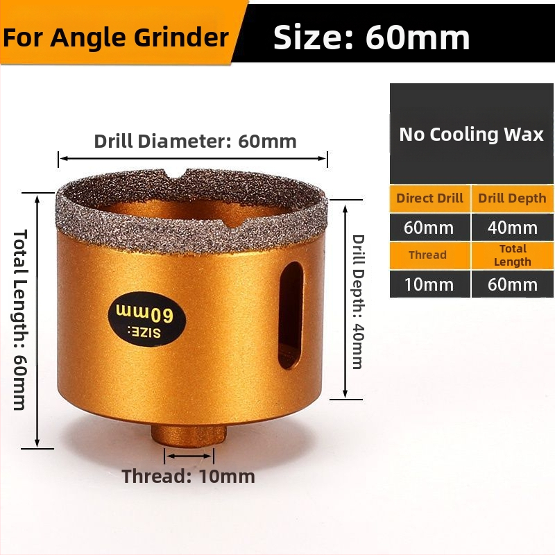 Vŕtanie do uhlovej brúsky – suché vŕtanie, multifunkčné pre mramor, vitro tehla, kameň, granit a dlaždice; kruhový; Materiál: Brazing