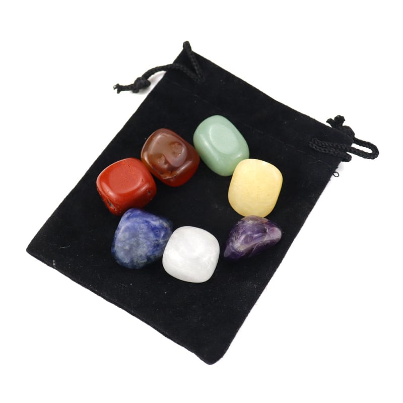 Σετ λίθων για γιόγκα chakras — agat, γυαλισμένα, φυσικό υλικό, φυσική προέλευση, με σχήμα