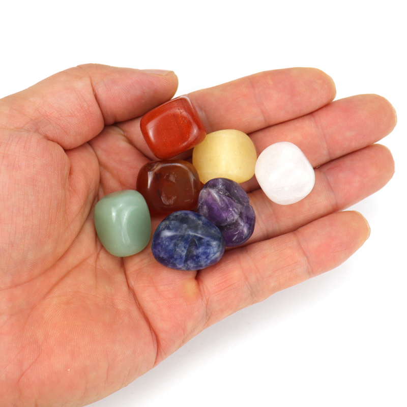 Σετ λίθων για γιόγκα chakras — agat, γυαλισμένα, φυσικό υλικό, φυσική προέλευση, με σχήμα