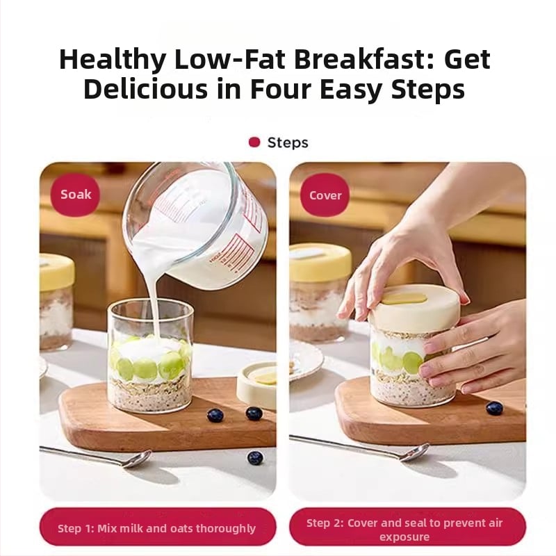 Боросиликатно стъклено бурканче за супи – хранително качество, за съхранение и замразяване на супа, подходящо за микровълнова фурна, кръгла форма, капак с уплътнение