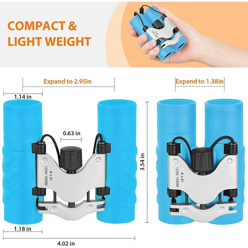 Детски бинокли 10x – Преносими за открито, с 8° зрително поле, функция за увеличение, персонализация под частна марка