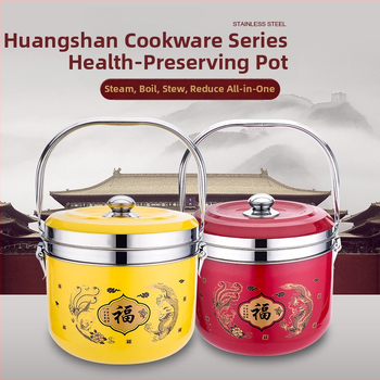 Viacúčelový hrniec z nerezu so izoláciou, viacvrstvové dno z kompozitných vrstiev a kombinovaná pokrievka; kompatibilný s bežnými platňami