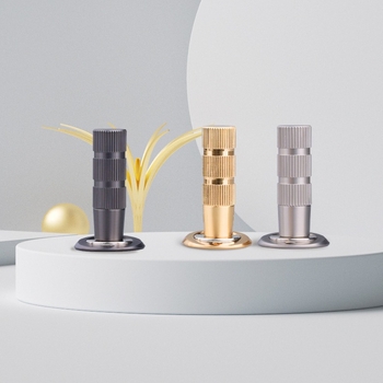 Skriveni stopper za vrata – Model JSA2201 • Materijal: bakar, aluminijski oksid • Skrivena konstrukcija • Ugradnja na pod • Automatsko djelovanje • Značka Jus'an • Stil: Moderni minimalizam