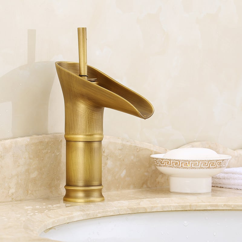 Európai stílusú antik mosdó csaptele, asztali mosdóhoz, réz test, kerámia kartridž, keverő, forró és hideg víz, 0–100°C, 1.0 MPa
