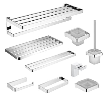 Moderne minimalistički set za kupaonu od čistog bakra s kromiranom završnom obradom, držač ručnika, 2-6 dijelova