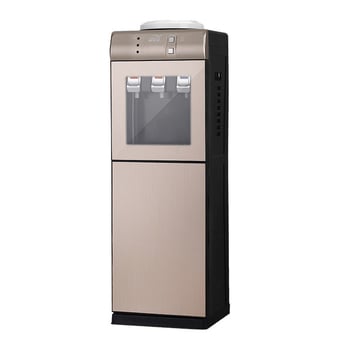 Függőleges forró–hideg vízadagoló háztartási használatra, jégkészítő funkcióval és felülről tölthető palacktartóval