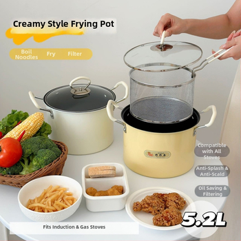 Viacúčelový hrniec na fritovanie a varenie, z rafinovaného železa, sklenené veko, nepřilnavý povrch, model NYZGD