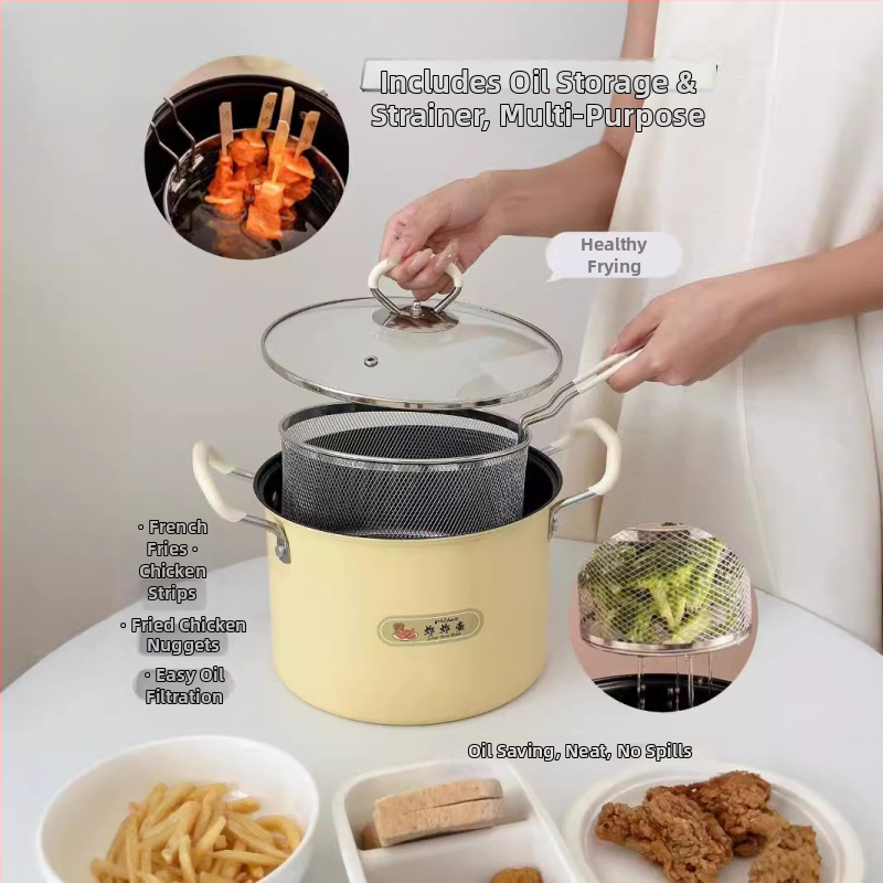 Viacúčelový hrniec na fritovanie a varenie, z rafinovaného železa, sklenené veko, nepřilnavý povrch, model NYZGD