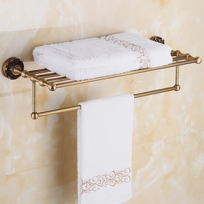 Držač ručnika od bakra, brušena površina, moderni minimalistički stil, dvodijelni komplet, Mutual Leap