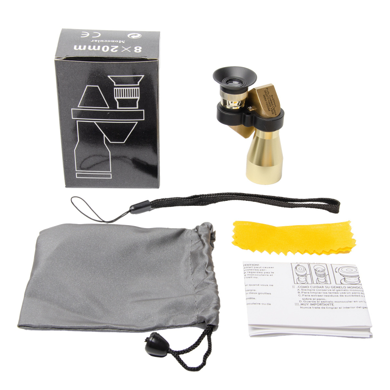 Монокулярен телескоп, полуметален корпус, модел 8x20 ъглов телескоп, 10x увеличение, зрително поле 96 м/1000 м, Global Eagle