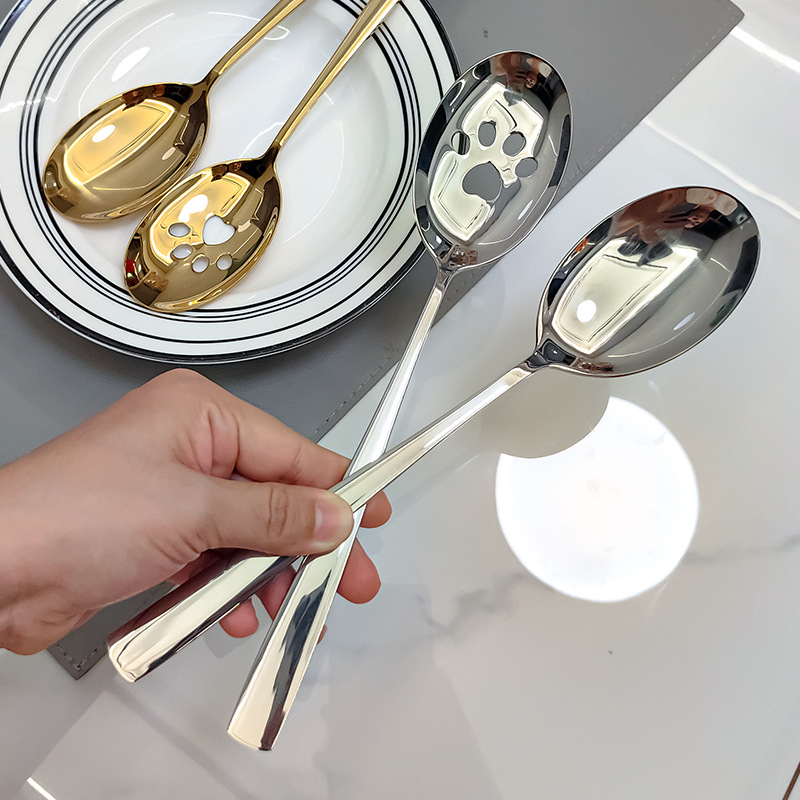Set žlica i spatula od nehrđajućeg čelika 304 – minimalistički kuhinjski alat za samoposluživanje, teppanyaki kompatibilan, antislip držak, visoka toplinska otpornost, premaz protiv lijepljenja
