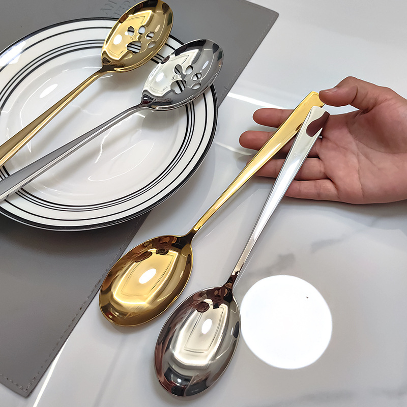 Set žlica i spatula od nehrđajućeg čelika 304 – minimalistički kuhinjski alat za samoposluživanje, teppanyaki kompatibilan, antislip držak, visoka toplinska otpornost, premaz protiv lijepljenja