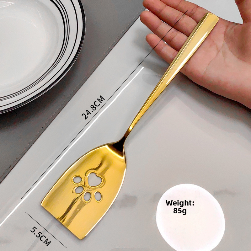 Set lyžičiek a špachtľa z 304 nerezovej ocele – minimalistický kuchynský nástroj na samoobslužné stravovanie, teppanyaki kompatibilný, protišmyková rukoväť, vysoká teplotná odolnosť, antiadhézny povlak