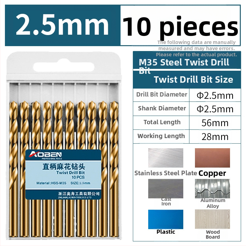 Ručná elektrická vŕtačka so sadou vrtákov z kobaltu a nerezovej ocele pre oceľ a drevo