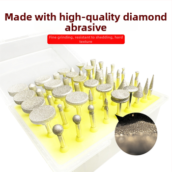 Diamantová brúsna ihla na rezbárstvo jade – škrabanie, brúsenie, vŕtanie, DIY remeslá, gravírovanie; nástroj s veľkou hlavou na brúske; Yunbei, 20 000 rpm, pre iné materiály, pre brúsne disky