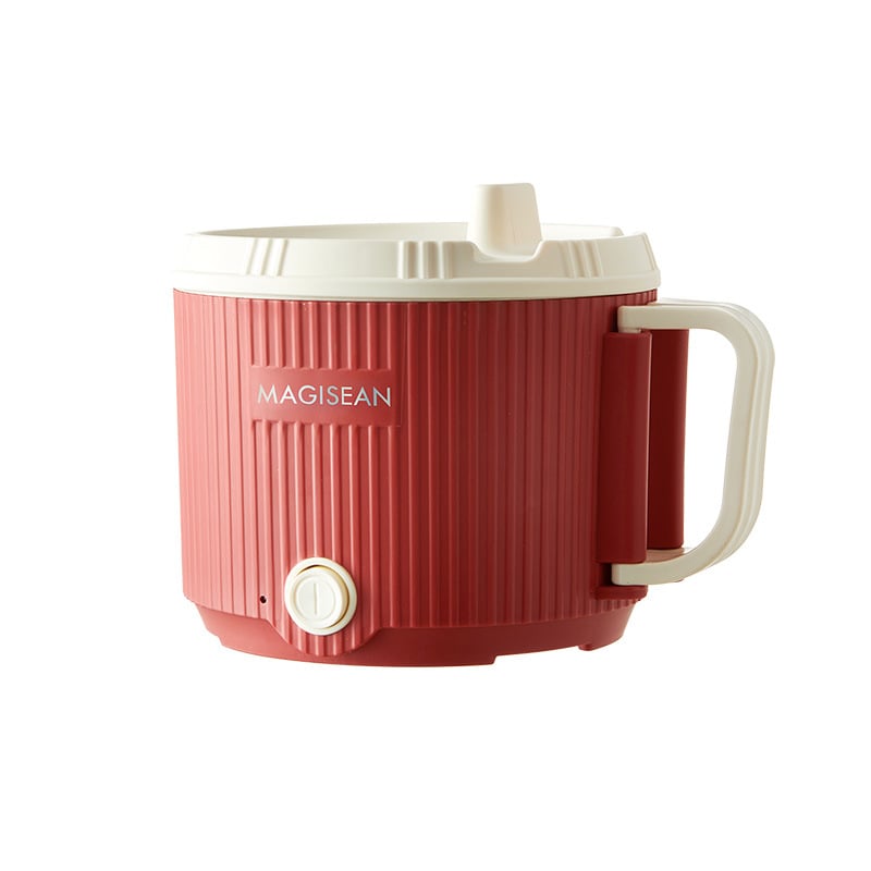 Електрическа мултифункционална мини готварска купа за общежитие — пържене и задушаване, 2‑слойна конструкция, вътрешен съд с керамично глазиране, сваляем лайнер, бутонно управление