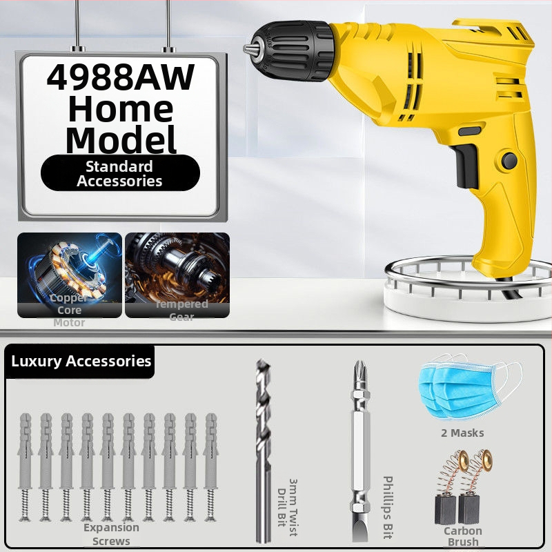 Create One Kézi elektromos fúró – Multifunkcionális, 220V, lépésmentes fordulatszabályozás, háromcsúcsos tokmány, otthoni dekorációhoz